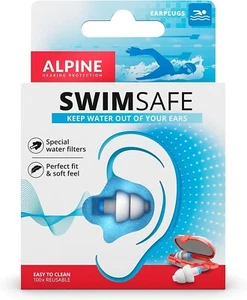 ALPINE SWIMSAFE REUSABLE SLEEPING EARPLUGS - WATER SWIMMING EAR PLUGS - Picture 1 of 7