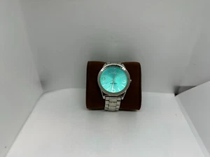 Nine West Women's Watch NW1585 Round Teal & Silver Tone Dial & Band NEW BATTERY - Picture 1 of 10