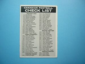 1961 TOPPS CFL FOOTBALL CARD #102 CHECKLIST EX/EX+ SHARP UNCHECKED '61 TOPPS
