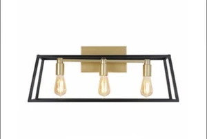 Artika, 3-Light Black Gold Rustic / Industrial Bathroom Vanity Light - Picture 1 of 2