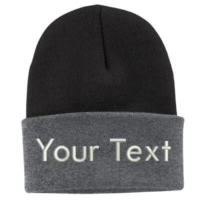 CP90 Logotipo Personalizado Textos Costuras Personalizado Puño Gorro Invierno Sombreros Foto 1 de 4