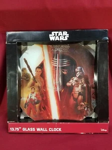 Disney Star Wars The Force Awakens Glass Wall Clock 13.75 " NEW in box - Picture 1 of 12