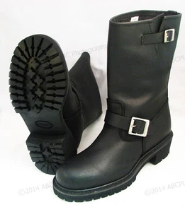 Men's Engineer Boots Motorcycle Biker Full Grain Black Leather Riding Sizes NIB  - Picture 1 of 12