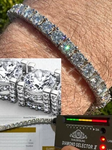 REAL Hip Hop Iced 5mm MOISSANITE Tennis Bracelet 925 Silver - Stones On All Side - Picture 1 of 24