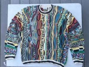 Vintage Coogi Sweater Neon Crayon Vibrant Men's L Colorful Rare Biggie Hip Hop - Picture 1 of 9