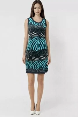 Issa London X Banana Republic Zebra Print Sweater Dress Size XS Teal Black - Image 1 of 4
