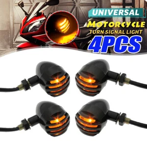 4X Motorcycle Turn Signal Lights Grill Side Mounted For Harley Cafe Racer Honda - Picture 1 of 8