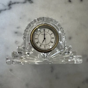 Vintage Waterford Crystal Ireland Small Quartz Mantel Clock Works 4” L x 2.5” T - Picture 1 of 17