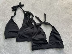 3 x Simply Be Bikini Top Size 16 Plain Black Halterneck Swimwear Beachwear - Picture 1 of 5