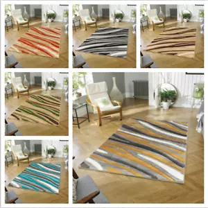 Modern Small & Large living Room Area Hand Carved Multi Coloured Budget Rugs - Picture 1 of 31