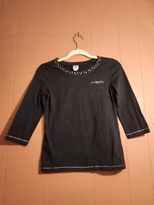 Miss Attitude Girls Size 14 (L) Black Long Sleeved T-shirt w/Silver Studs - Picture 1 of 7