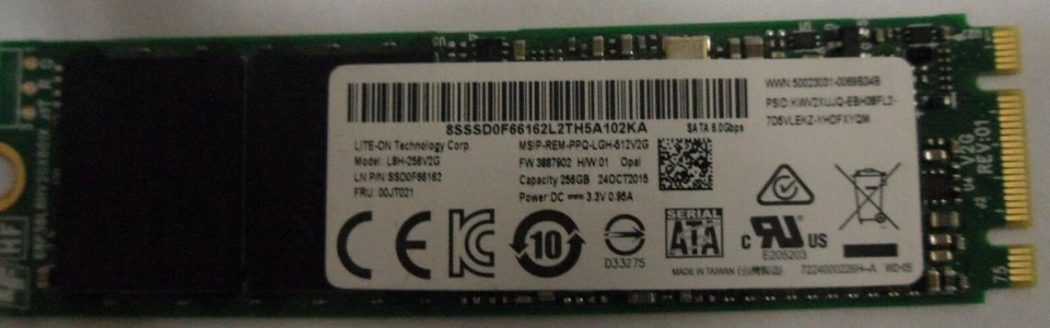 Lite-On Technology 256GB SSD LN P/N: SSD0F66162 L8H-256V2G- 60 DAYS WARRANTY - Image 1 of 1