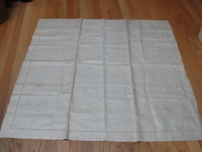 Antique Stamped For Embroidery Tablecloth Heavy Pure Linen Beige 36x36 - Image 1 of 4