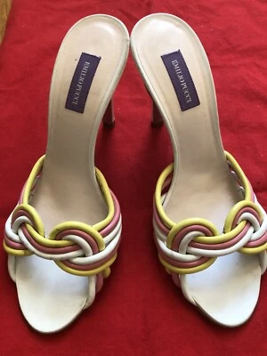 Zapatos Mujer Emilio Pucci Blanco Rosa Amarillo Cuero Talla US 6 Foto 1 de 3