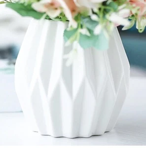 Modern Ceramic Vase Small Flower  Geometric Decorative White - Picture 1 of 5