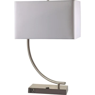 23" Silver Curved Table Lamp With White Rectangle Shade - Image 1 of 4