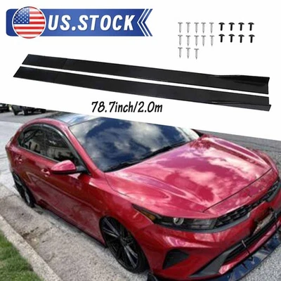 For Kia Forte GT Line Gloss Black Full Cover Side Skirts Extension Splitter US - Image 1 of 4