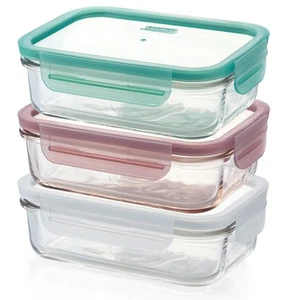 NEW Glasslock Rectangular Tempered Glass 710ml Set 3pce - Picture 1 of 1