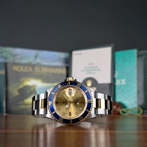 Komplettset Serti Zifferblatt Diamant Stahl & Gold Rolex Submariner Date 16613 - Bild 1 von 7