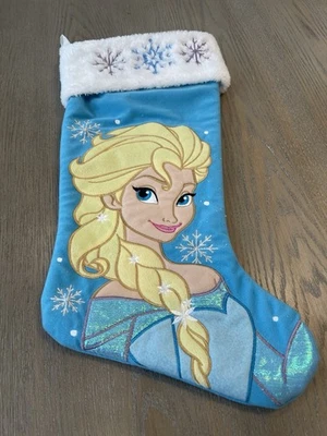 DISNEY FROZEN QUEEN ELSA PELUCHE NAVIDAD MEDIAS MÁS GRANDES AZUL BLANCO BRILLO Foto 1 de 2