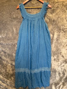 Mlle Gabrielle Bleu Medium Kleid ärmellos Midi defekt im Haus Kleid Nachthemd - Bild 1 von 8