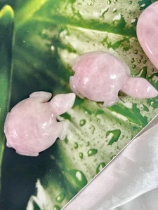 Natürliche Rosenquarz Schildkröte Figur, handgeschnitzter Kristallstein zur Heilung - Bild 1 von 6