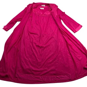 De Colección Vanity Fair Rosa Vibrante 2 piezas Vestido de Noche Conjunto sin mangas Vestido Bata Abrigo EE. UU. Talla M - Imagen 1 de 16