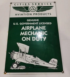 VINTAGE CITIES SERVICE GASOLINE PORCELAIN SIGN GAS STATION PUMP PLATE MOTOR OIL - Picture 1 of 13