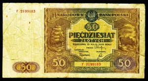 POLEN. 50 Zlotych 1946. 128 - Picture 1 of 2