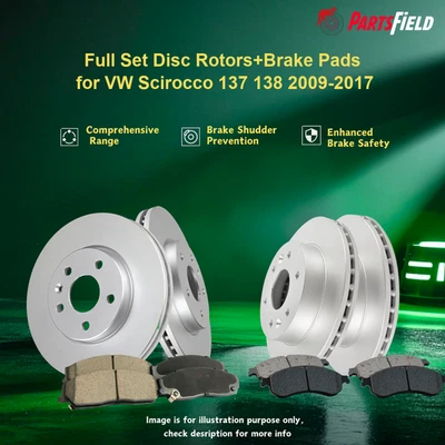 Full Set Disc Rotors+Brake Pads for VW Scirocco 137 138 2009-2017 - image 1 of 4