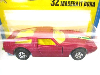 LESNEY MATCHBOX SUPERFAST #32 32 - MASERATI BORA - DIECAST - CARD CARDED - Image 1 of 4