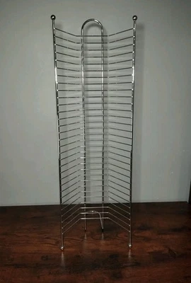 Silver Metal Wire Cd Storage Rack Holds 30 cds 60cm High Retro - Image 1 of 4