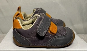 Clarks Boys Leather First Shoes UK 2.5 F / 18 Tiny Fawn Grey Walking Riptape - Picture 1 of 14