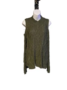 Freshman 1996 Sweater Olive Large Cold Shoulder Top Longsleeve - Picture 1 of 9