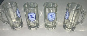 Set of 4 Beer Mugs Lowenbrau Munich Heavy Glass 6-1/2 Inch Tall Made in Germany - Picture 1 of 7