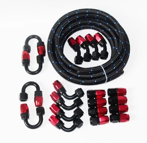 AN4 4AN 4-AN Steel Nylon Braided Oil Fuel line Hose End Fitting Adapter Kit - Bild 1 von 7