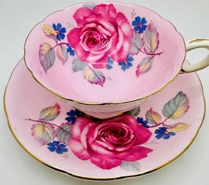 Vintage Pink Paragon England Floating Cabbage Rose Cup & Saucer; Teacup FLAW - Picture 1 of 12