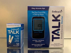 Embrace TALK Blood Glucose 50 Test Strips PLUS METER TALK. EXP 10/2026 - Picture 1 of 6