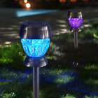 2-Pack 2.7" Large Glass Diamond LED Solar Pathway Lights Color Changing Yard Dec