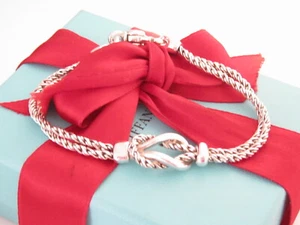 Authentic Tiffany & Co Silver Knot Double Rope Bracelet 7.75" - Picture 1 of 4