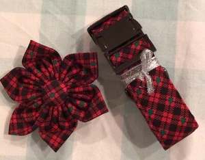 Lionet Paws NAVIDAD TARTÁN CON ÁRBOLES XL Collar para Perro con Pajarita Desmontable Nuevo con Etiquetas - Imagen 1 de 5