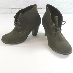 Clark's Indigo Size 6.5 Womens Suede Leather Ankle Boots Green Lace Up  - Picture 1 of 10