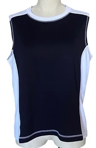 Lands End Sport Active Tank Top Colorblock Black White Moisture Wick Size L - Picture 1 of 8