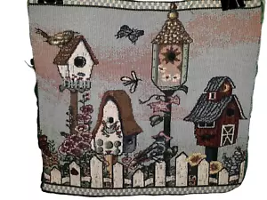 4 Pre-cut Tapestry Garden Picket Fence Bird House Placemat Wall Art 12.5"x11.5" - Picture 1 of 9
