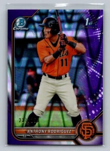 Bowman #BCP-26 2022 Anthony Rodriguez cromo púrpura refractor RayWave #/250 - Imagen 1 de 2