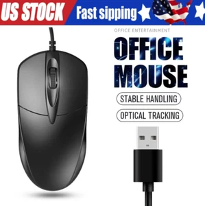 USB 2.0 Optical Wired Scroll Wheel Mouse PC Laptop Notebook Desktop Black Mice - Picture 1 of 13
