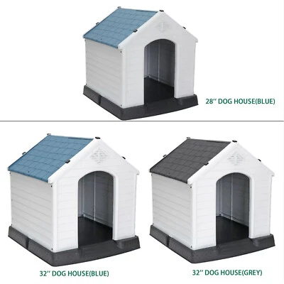 Casa de plástico para perros de 28"/32" resistente al agua refugio para mascotas perro perrera interior exterior Foto 1 de 2
