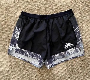 Men's XXL 2XL  Nike Trail Running Lined Athletic Shorts Black/Gray DM4652-010 - Picture 1 of 4