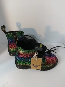 Dr Martens 1460 Kid Size 13 Black Rainbow Metallic New No Box See Pics - Picture 1 of 7