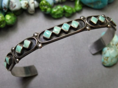 ZUNI Erma Waatsa SLEEPING BEAUTY TURQUOISE Sterling Silver GREAT SPIRIT Bracelet - Image 1 of 4